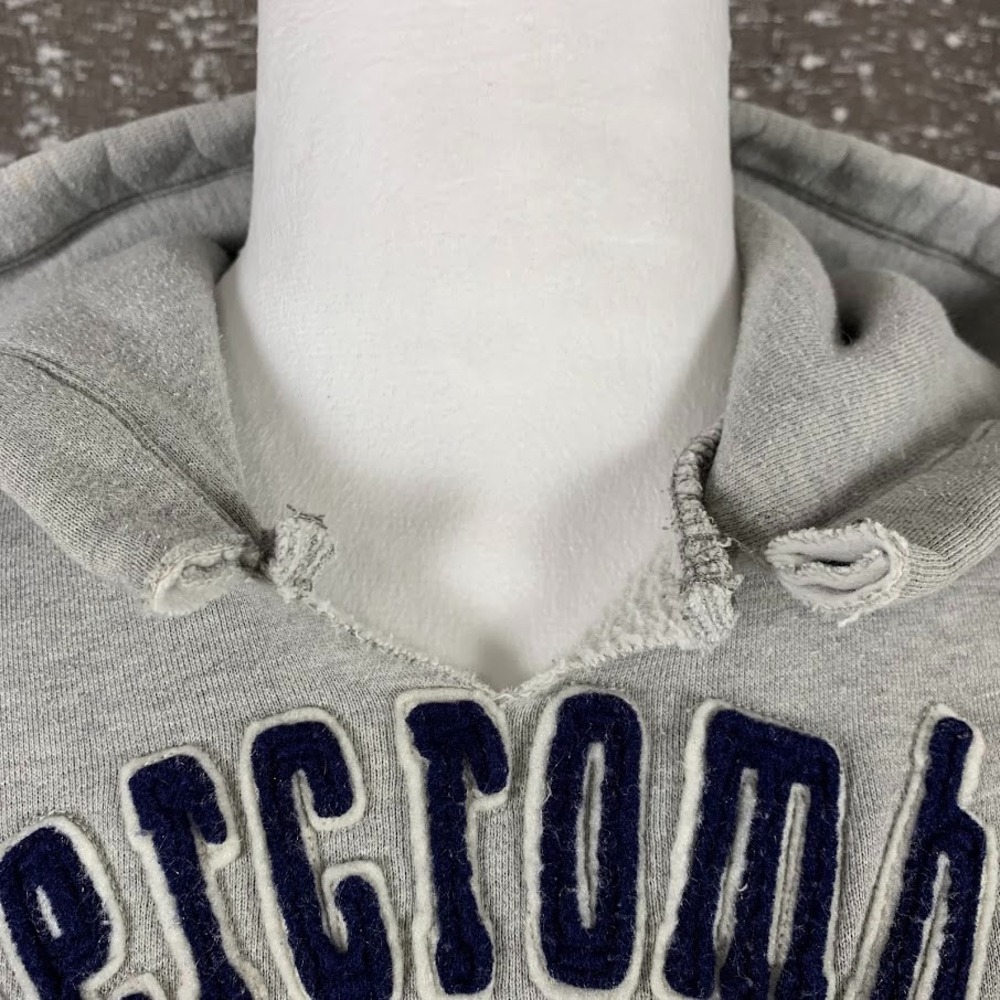 Vintage Y2K Abercrombie & Fitch Gray Pullover Hoodie Sweatshirt Preppy Juniors M - Picture 4 of 9